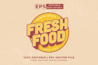 Düzenlenebilir metin efekti Fresh Food 3d logo şablon biçimi premium vektörü