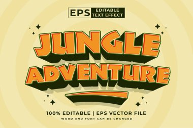 Düzenlenebilir metin efekti orman macera çizgi filmi 3d biçim premium vektörü
