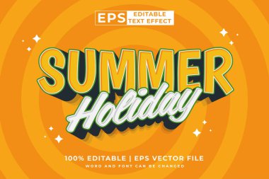 Düzenlenebilir metin efekti Yaz Tatili 3d Çizgi film şablon biçimi premium vektörü