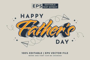 Düzenlenebilir metin efekti Mutlu Babalar Günü 3d Çizgi film şablonu biçim premium vektörü