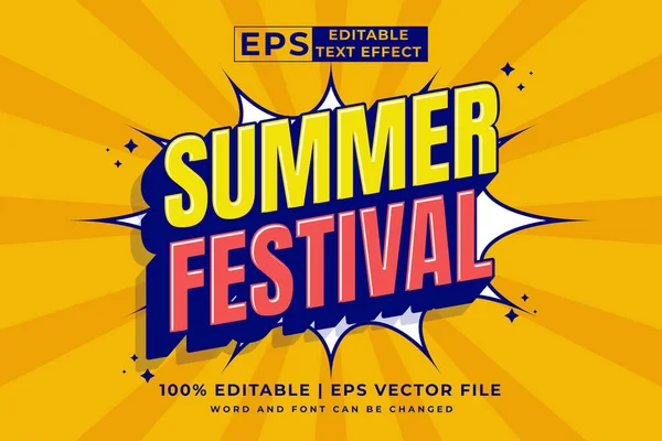 Editable Text Effect Summer Festival Cartoon Template Style Premium Vector — Stock Vector