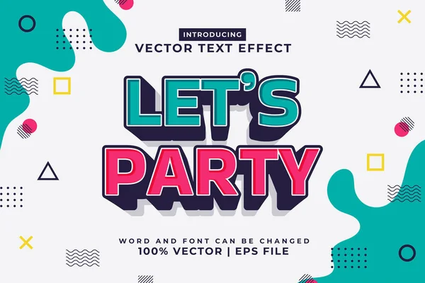 Editable Text Effect Lets Party Cartoon Template Style Premium Vector — Stock Vector
