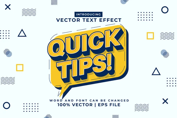 Efeito Texto Editável Dicas Rápidas Cartoon Template Style Premium Vector — Vetor de Stock