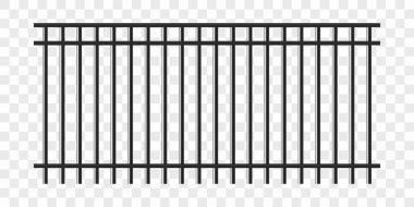 Metal çit. Hapishane parmaklıkları. Gerçekçi kafesler. Vektör illüstrasyonu şeffaf arkaplanda izole edildi