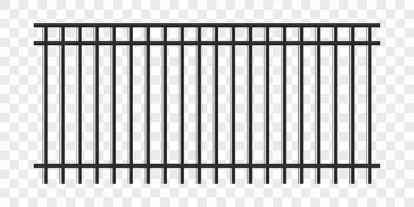 Metal çit. Hapishane parmaklıkları. Gerçekçi kafesler. Vektör illüstrasyonu şeffaf arkaplanda izole edildi