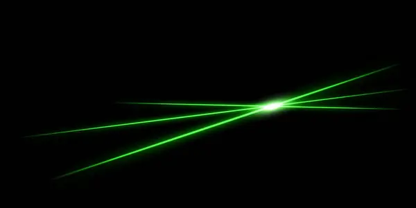 Yeşil kesişen lazer ışınları, parlak çizgiler. Siyah arkaplanda izole edilmiş soyut vektör illüstrasyonu