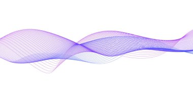 Beyaz arkaplanda soyut mavi ve mor çizgiler. Vektör çizimi. Pankart, poster dalgaları tasarımı