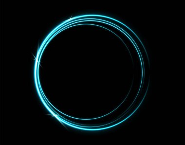 Siyah arka planda izole edilmiş mavi lazer parlayan daire. Neon daireler. Soyut vektör illüstrasyonu