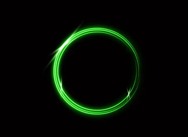 Siyah arka planda izole edilmiş yeşil lazer parlayan daire. Neon daireler. Soyut vektör illüstrasyonu