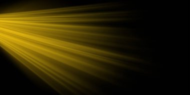 Güneşin parlak ışınları. Güneş ışığı etkisi. Siyah arkaplanda izole edilmiş gerçekçi 3d vektör çizimi