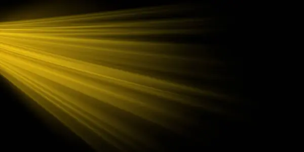 Güneşin parlak ışınları. Güneş ışığı etkisi. Siyah arkaplanda izole edilmiş gerçekçi 3d vektör çizimi