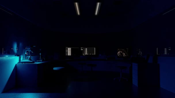 Vědecká Laboratoř Bílá Místnost Rozbité Světlo Nebo Blikající Světlo Lze — Stock video