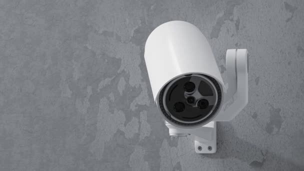 Videocamera Circuito Chiuso Sul Muro Cemento Controlla Area Fini Sorveglianza — Video Stock