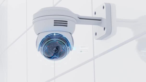 Futuristica Telecamera Sicurezza Circuito Chiuso Con Sensore Movimento Controlla Area — Video Stock