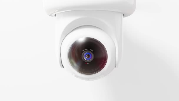 Beyaz Odanın Duvarına Güvenlik Kamerası Yerleştirildi Bölgeyi Gözetleme Amaçlı Tarayın — Stok video