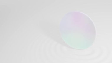 pastel circle mock-up on white waves animation and Alpha Channel. minimal idea concept, 3d render.