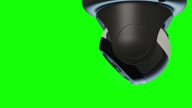 CCTV camera on Green screen. controlled in all directions and Scan the area for surveillance purposes. Can be used for background in security work. Animation, 3D Render