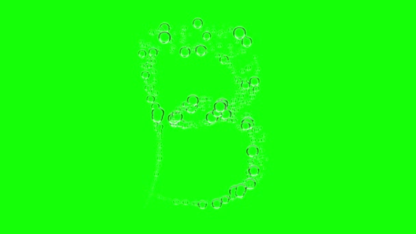 Слово Мітка Англійський Текст Бульбашка Формі Літери Анімація Зеленому Екрані — стокове відео