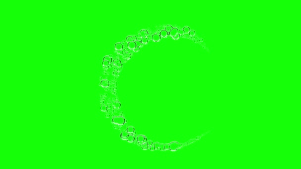 单词标签英文文本泡沫形状像字母C 动画在绿色屏幕上 3D渲染 — 图库视频影像
