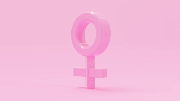 Símbolo Gênero Feminino Rosa Fundo Rosa Animação Gira Torno Mesmo — Vídeo de Stock