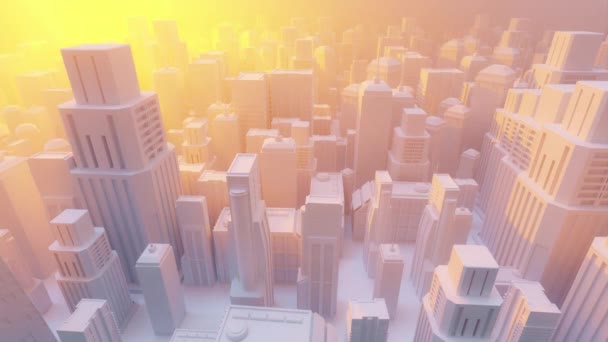 混雑した白い街はほこりとスモッグで曇っていた ゴールデンライト輝くアニメーションは それ自体のシームレスなループを回転させます 環境と生活様式について 最小スタイル 3Dレンダリング — ストック動画