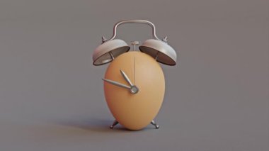 Gri arka planda çalar saate benzeyen bir yumurta. Animasyonsuz döngü ve Alfa Kanalı. En düşük fikir konsepti, 3D görüntüleme.
