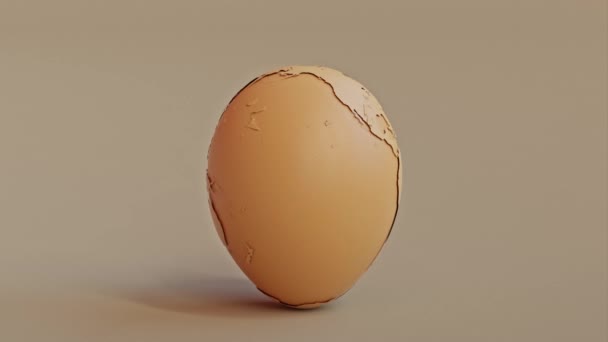 Globo Terrestre Que Parece Huevo Sobre Fondo Marrón Animación Gira — Vídeo de stock