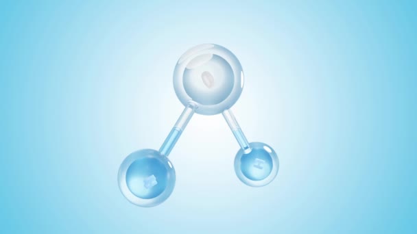 Fórmula Química Molecular H2O Moléculas Água Cor Azul Modelo Estrutura — Vídeo de Stock