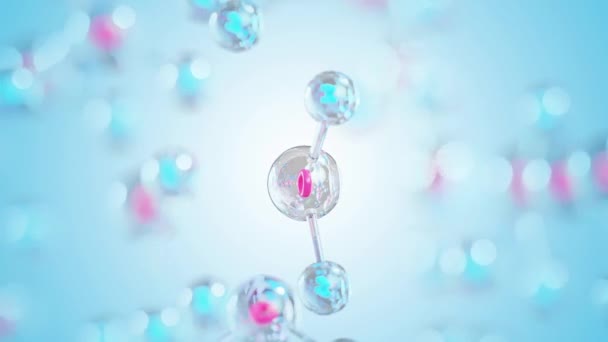 分子化学式H2Oについて 水分子 ピンクブルー色 ボールとスティック化学構造モデル コンセプトサイエンスや化粧品業界 アニメーションシームレスループとグリーンスクリーン — ストック動画