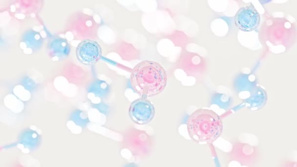Molekuláris Kémiai Képlet H2O Vízmolekulák Rózsaszín Kék Szín Ball Stick — Stock videók