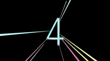 Siyah, beyaz arka plan ve alfa kanalında ondan bire geri sayım başladı. Rakamlar animasyon ve hareketli ışık. 3B Hazırlama.