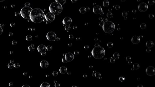 Bubbels Water Dna Molecuul Van Deeltjes Zwarte Achtergrond Wetenschap Enveronmen — Stockvideo