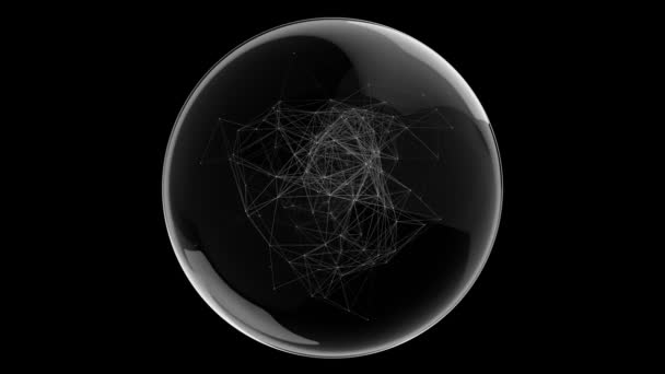 グラフのような変化からクリスタルボールで構成されたネットワーク コントロールの概念や株式市場を変える アニメーション 3Dレンダリング — ストック動画