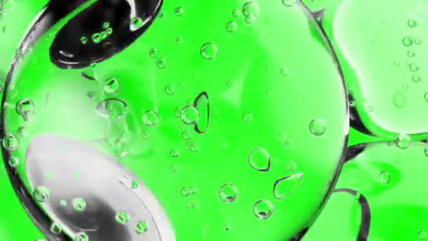 水泡元素动画 绿色屏幕和黑色背景上气泡的运动 可用于护肤或化妆品行业 3D渲染 — 图库视频影像