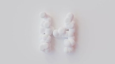 Küreler H harfi ve Alfa Kanalı 'nı oluşturmak için büyüyüp kalabalıklaştı. Minimum fikir konsepti. cg canlandırma, 3B canlandırma.