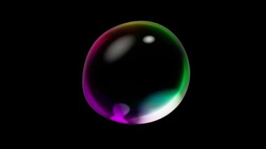 Su kabarcığı element animasyonu. Siyah arka planda hava kabarcıkları ve RGB ışığı var. Animasyonsuz döngü, 3D görüntüleme.