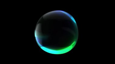 Su kabarcığı element animasyonu. Siyah arka planda hava kabarcıkları ve RGB ışığı var. Animasyonsuz döngü, 3D görüntüleme.
