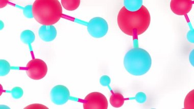 Moleküler kimyasal formül H2O. Su molekülleri kırmızı mavi renk. Top ve Çubuk kimyasal yapı modeli. Bilim ya da kozmetik endüstrisi kavramı. Animasyonsuz döngü ve Alfa Kanalı. 3d Hazırlama.