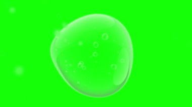 Su kabarcığı elementi Animasyonsuz döngü. Yeşil ekran arka planında hava kabarcıklarının hareketi. Cilt bakımında ya da kozmetik endüstrisinde kullanılabilir..