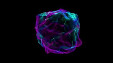 Enerji dalgası RGB ışığı yükseliyor. Siyah arka planda element animasyonu. 3d hazırlayıcı.