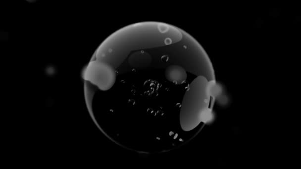 Елемент Водяної Бульбашки Анімація Безшовна Петля Рух Повітряних Бульбашок Чорному — стокове відео