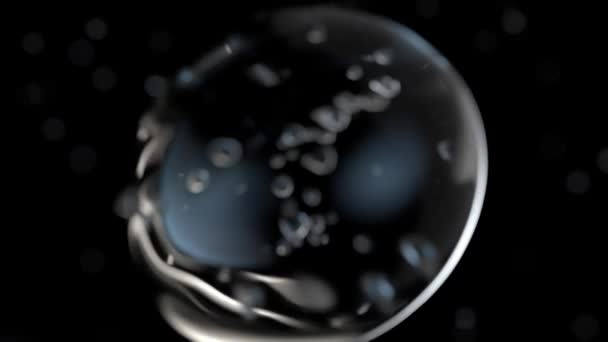 水泡元素动画 气泡在黑色背景上的运动 可用于护肤或化妆品行业 3D渲染 — 图库视频影像