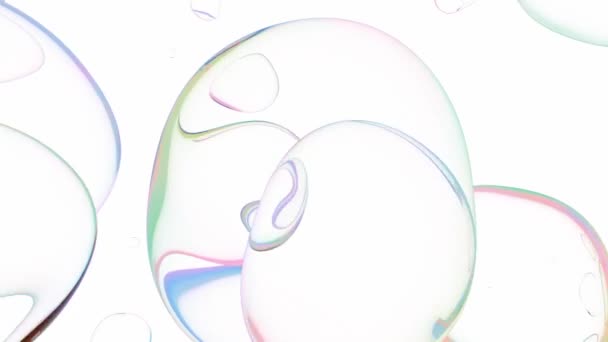 水泡元素动画 空气气泡的运动和白色背景上的油彩 动画无缝圈 3D渲染 — 图库视频影像