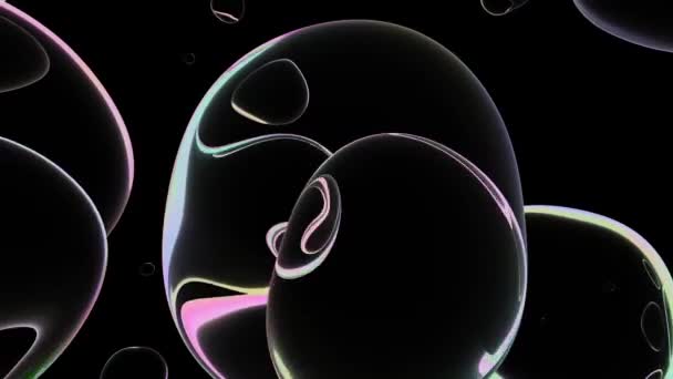水泡エレメントアニメーション 黒い背景のRgbライトの気泡の動き アニメーションシームレスループ 3Dレンダリング — ストック動画