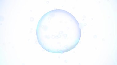 Su kabarcığı element animasyonu. Beyaz arka planda hava kabarcıklarının hareketi. Animasyonsuz döngü, 3D görüntüleme.