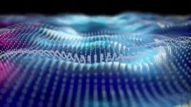Soyut teknoloji geçmişi. Dijital dalgalar ya da dijital akımlar sorunsuz hareket eder. Büyük veri konsepti aktarılıyor. Animasyonsuz döngü, 3B Render.