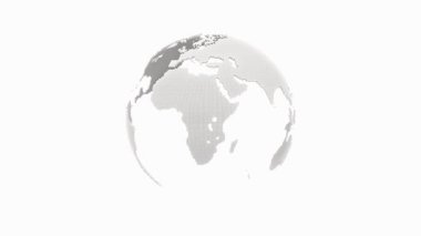 Dünya küresi konsepti minimumda. Teknoloji ya da bilimle ilgili unsurlar. Beyaz arka plan ve yeşil ekran üzerinde kusursuz bir döngü. 3B Hazırlama.