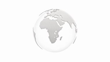 Dünya küresi konsepti minimumda. Teknoloji ya da bilimle ilgili unsurlar. Beyaz arka plan ve yeşil ekran üzerinde kusursuz bir döngü. 3B Hazırlama.