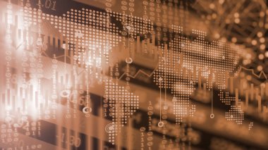 Finansal yatırım konsepti için uygun borsa veya önx ticaret grafiği ve şamdan grafiği. Ekonomik trendler iş fikri ve tüm sanat tasarımı için arka plan. Soyut finans arkaplanı.