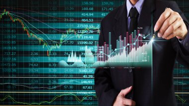 Finansal yatırım konsepti için uygun borsa veya önx ticaret grafiği ve şamdan grafiği. Ekonomik trendler iş fikri ve tüm sanat tasarımı için arka plan. Soyut finans arkaplanı.